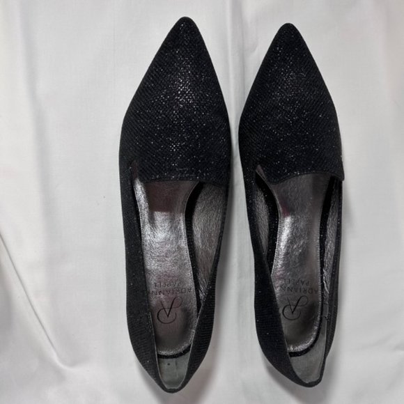 Adrianna Papell Taylor Jimmy Net Black Metallic Fabric Pointed Toe Slip On Flats - Picture 3 of 16